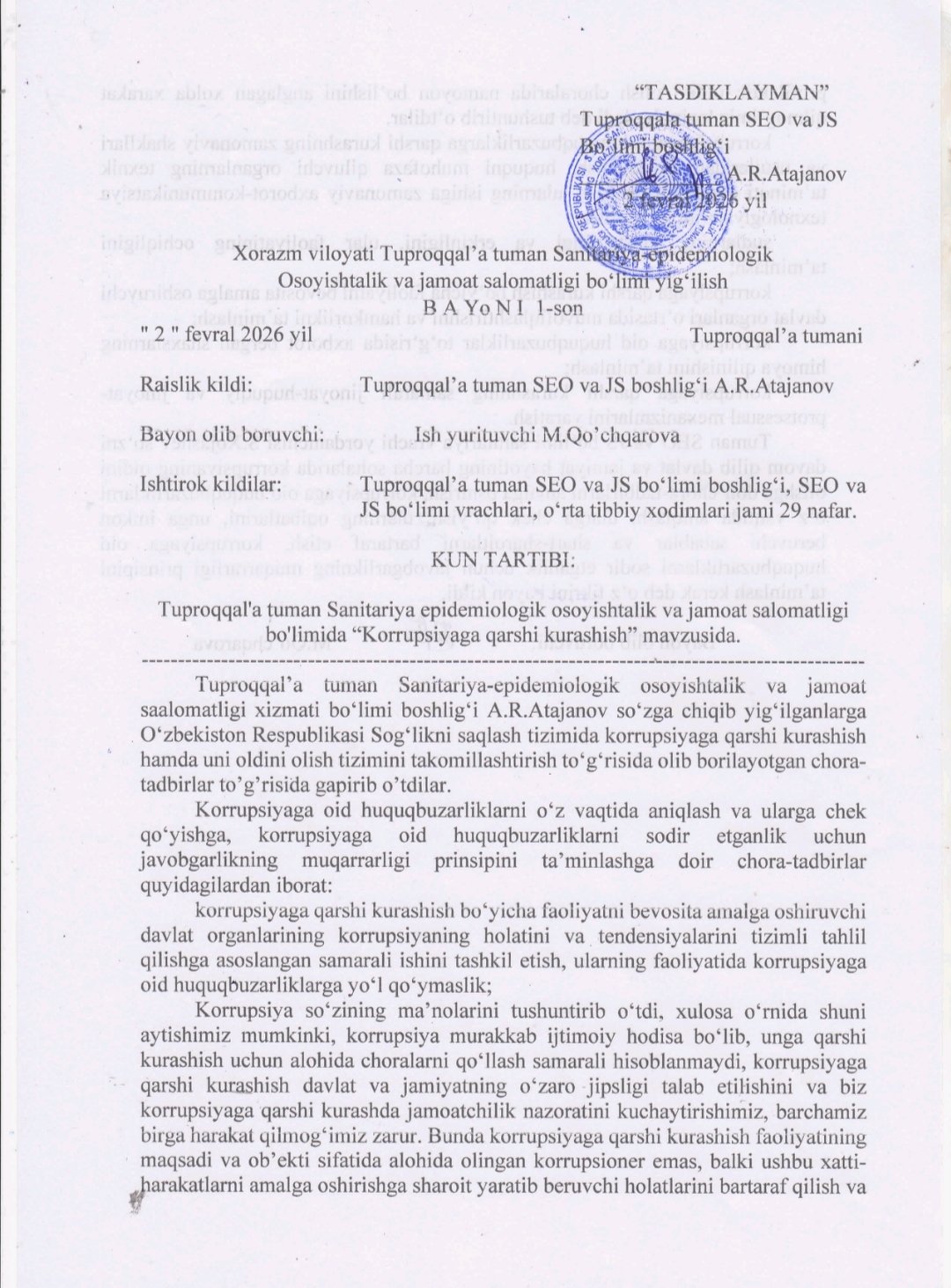 Korrupsiyaga qarshi kurashish