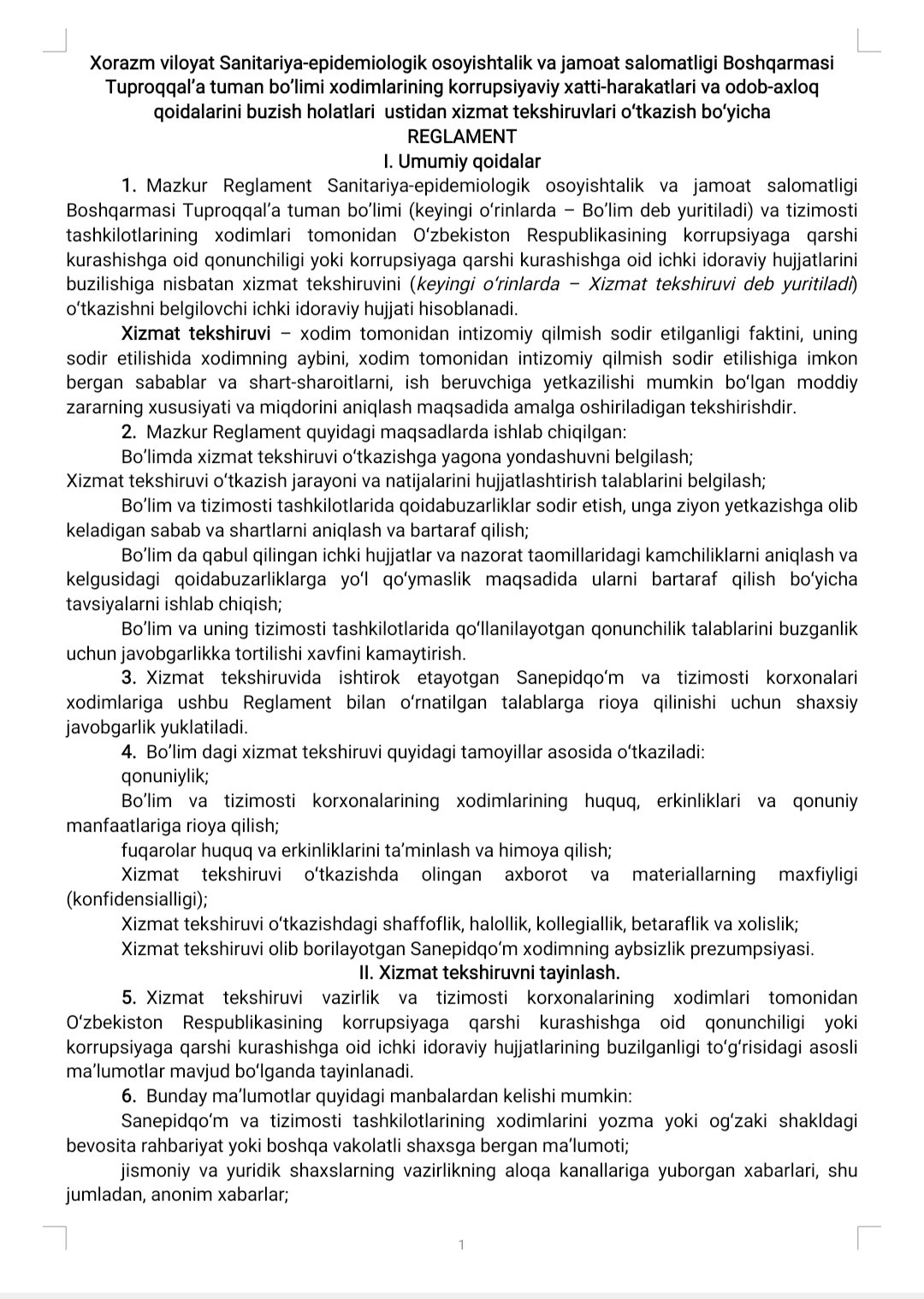 Korrupsiyaga qarshi kurashishi 10 -ilova